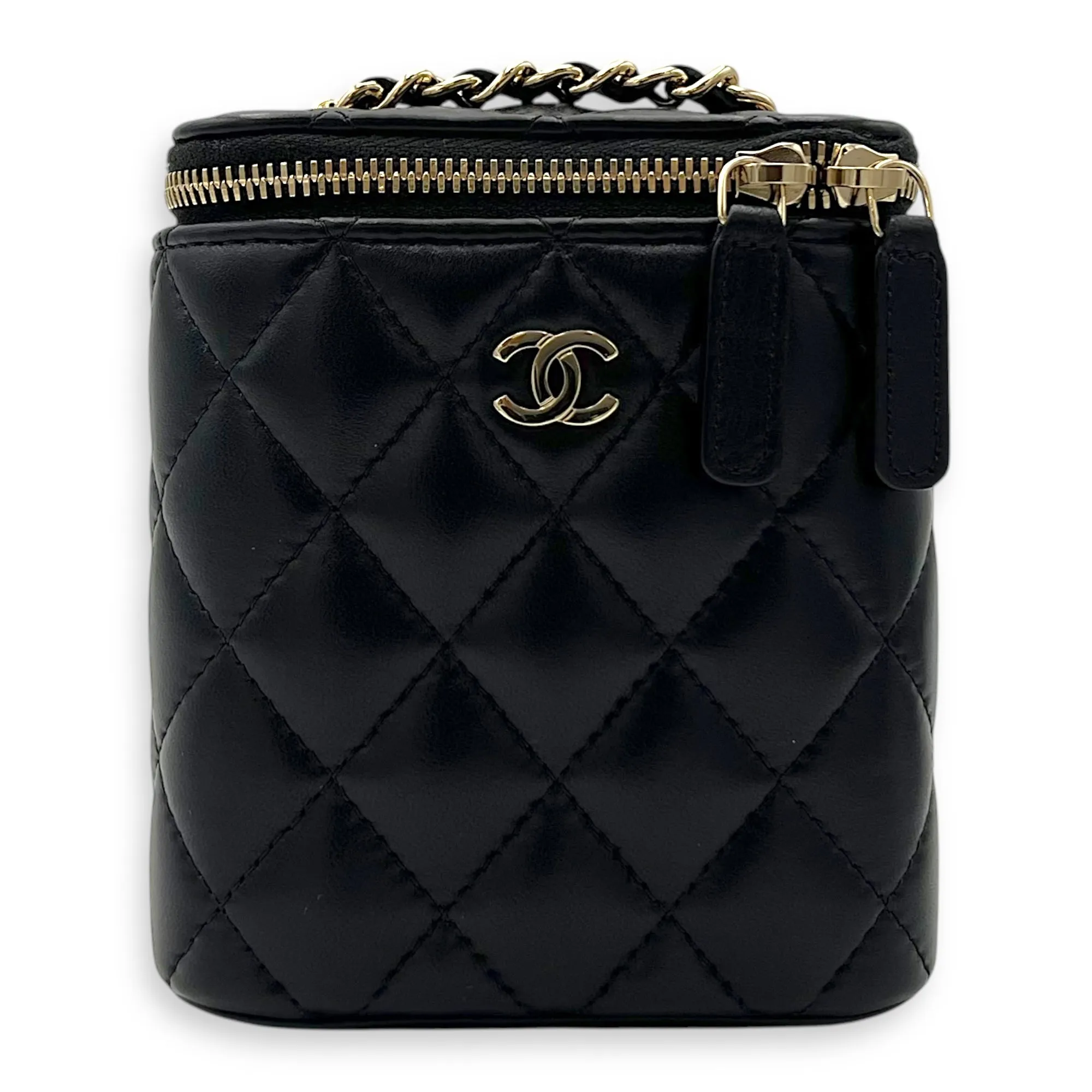 Vanity Crossbody Bag Mini Black in Lambskin , Gold Hardware
