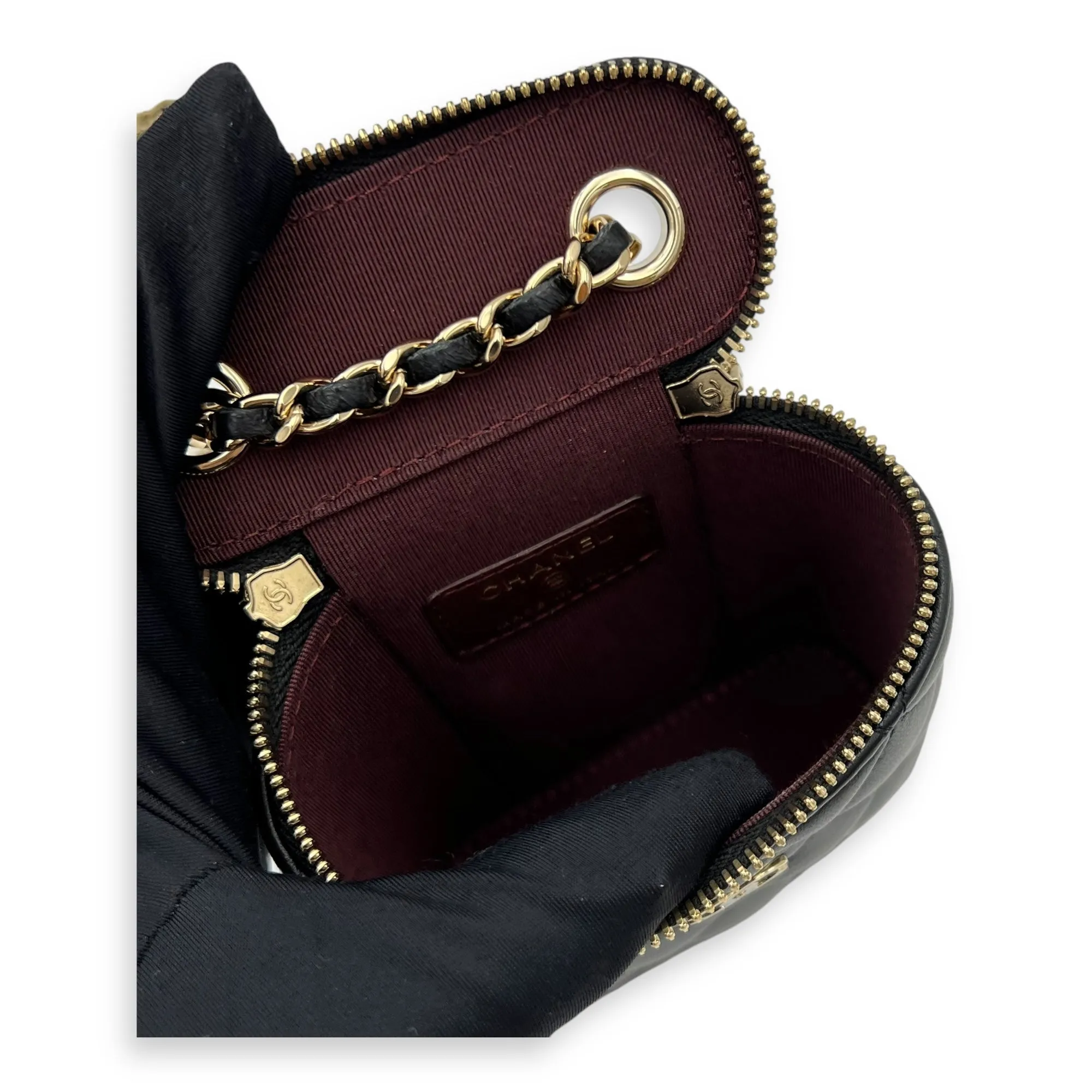 Vanity Crossbody Bag Mini Black in Lambskin , Gold Hardware