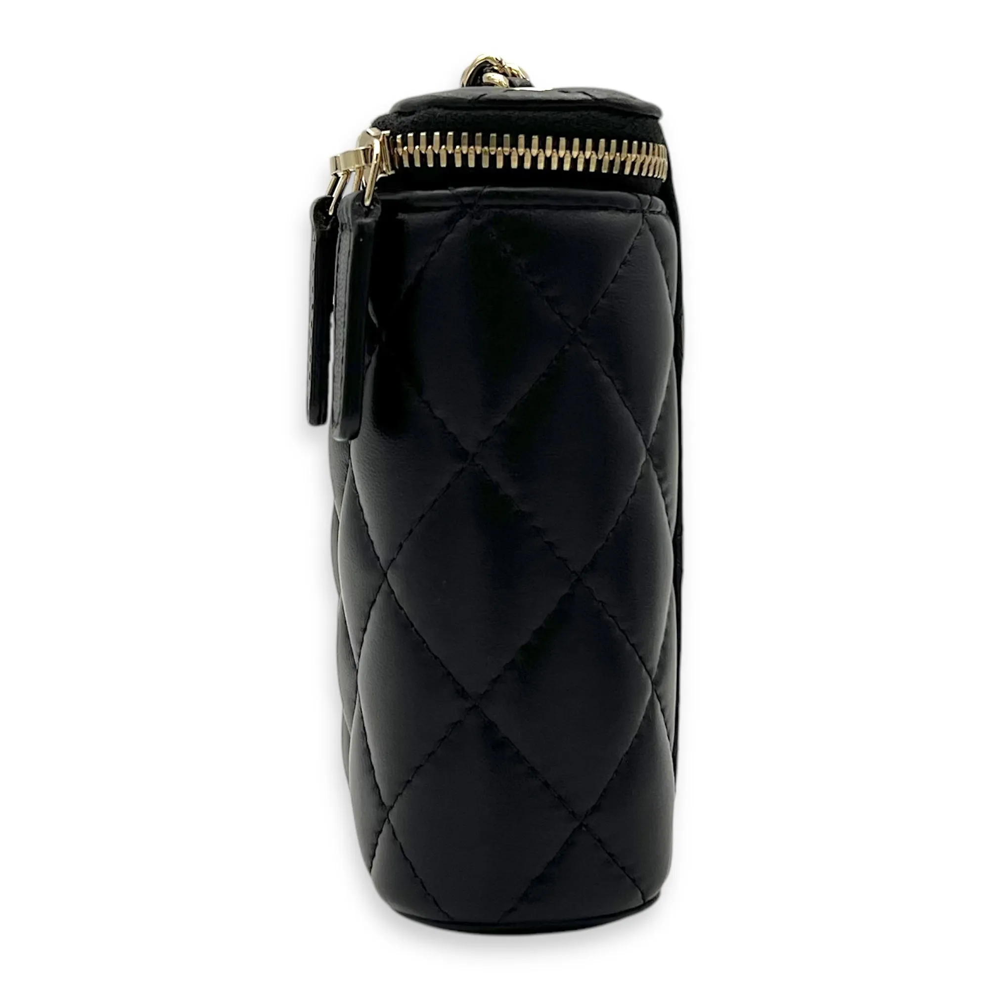 Vanity Crossbody Bag Mini Black in Lambskin , Gold Hardware