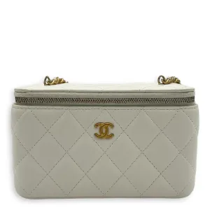 Vanity pearl crush Crossbody Bag White in Calfskin, Gold hardware