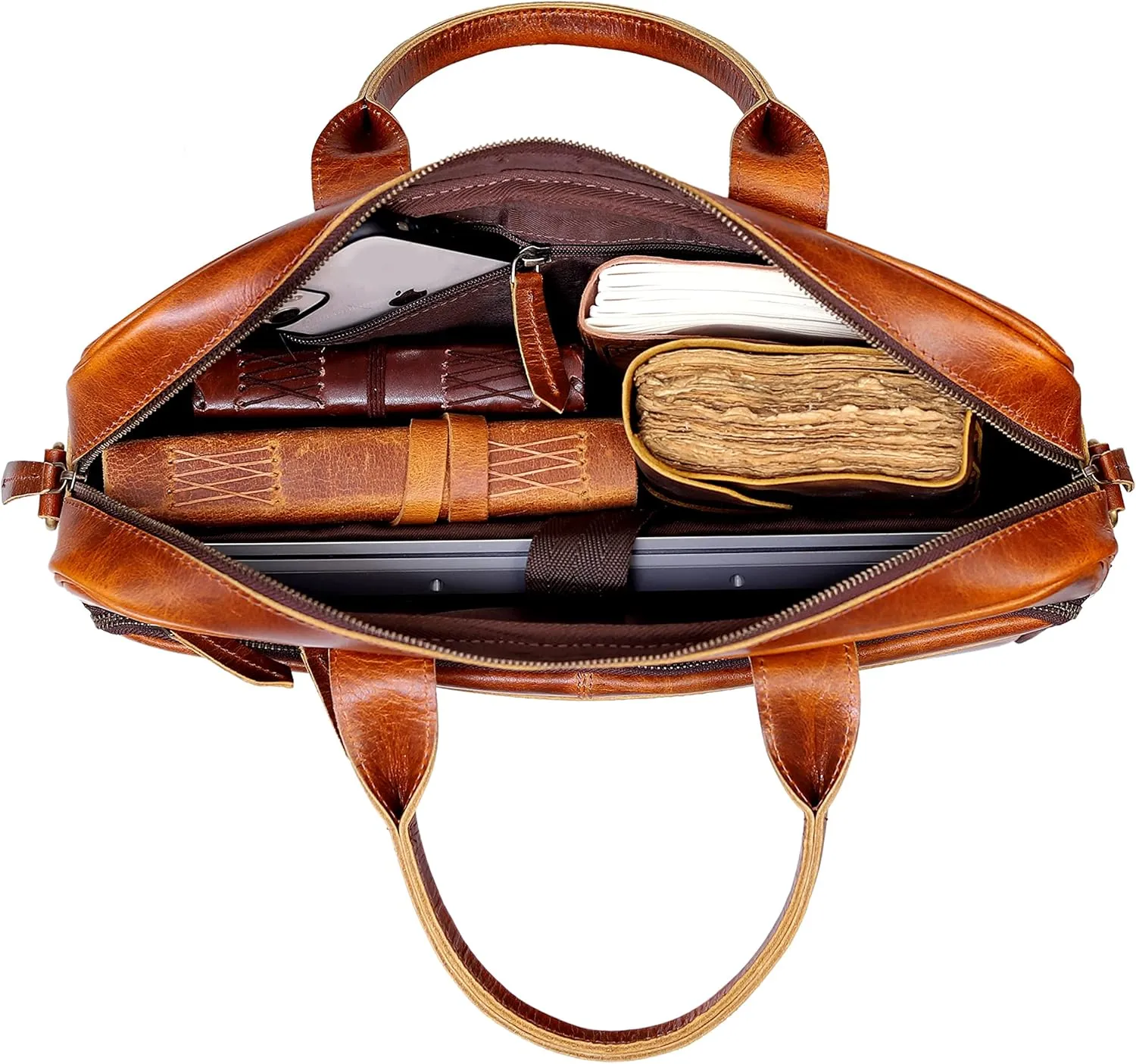 VC VINTAGE COUTURE Leather briefcase bag for men Leather Laptop Bags For Men and Women Travel Messenger Bag