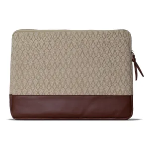 Vegan leather and jacquard laptop sleeve