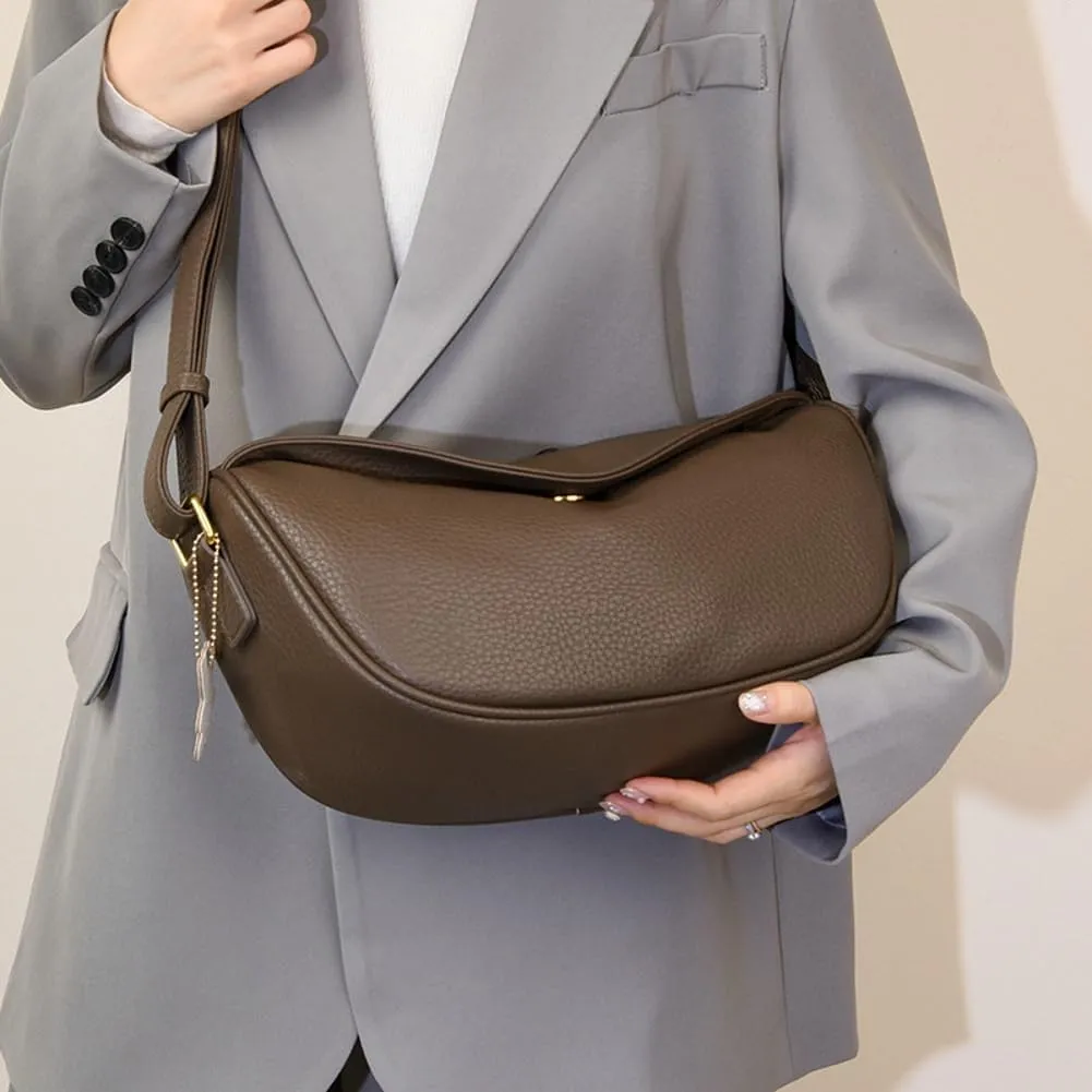 Vegan Leather Crescent Crossbody Bag for Women Hobo Sling Purse Shoulder Handbag with Adjustable Strap