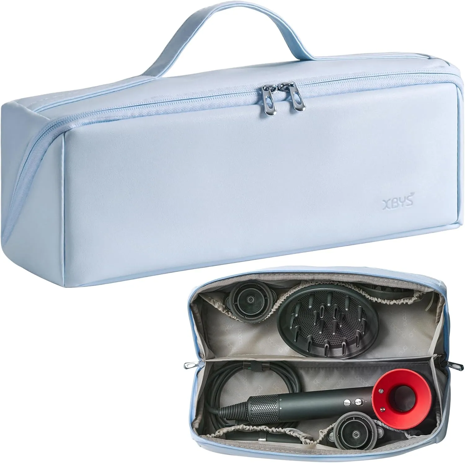 Veki Travel Storage Case for Dyson Airwrap Styler, Large Opening Travel Storage Bag Compatible for Shark Flexstyle Air Styling & Drying System, Portable Carrying Organizer for Hair Curler (Blue)