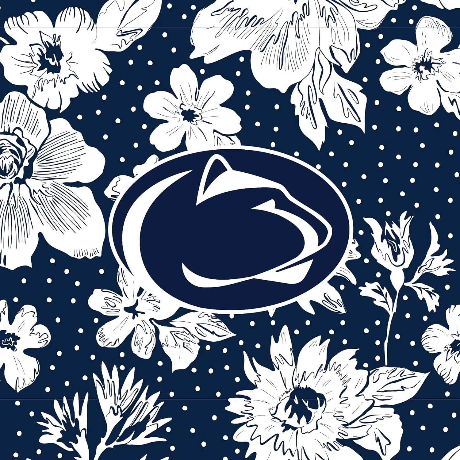Vera Bradley Women's Cotton Collegiate Large Travel Duffle Bag (Multiple Teams Available), Penn State University Navy/White Rain Garden - Recycled Cotton, One Size