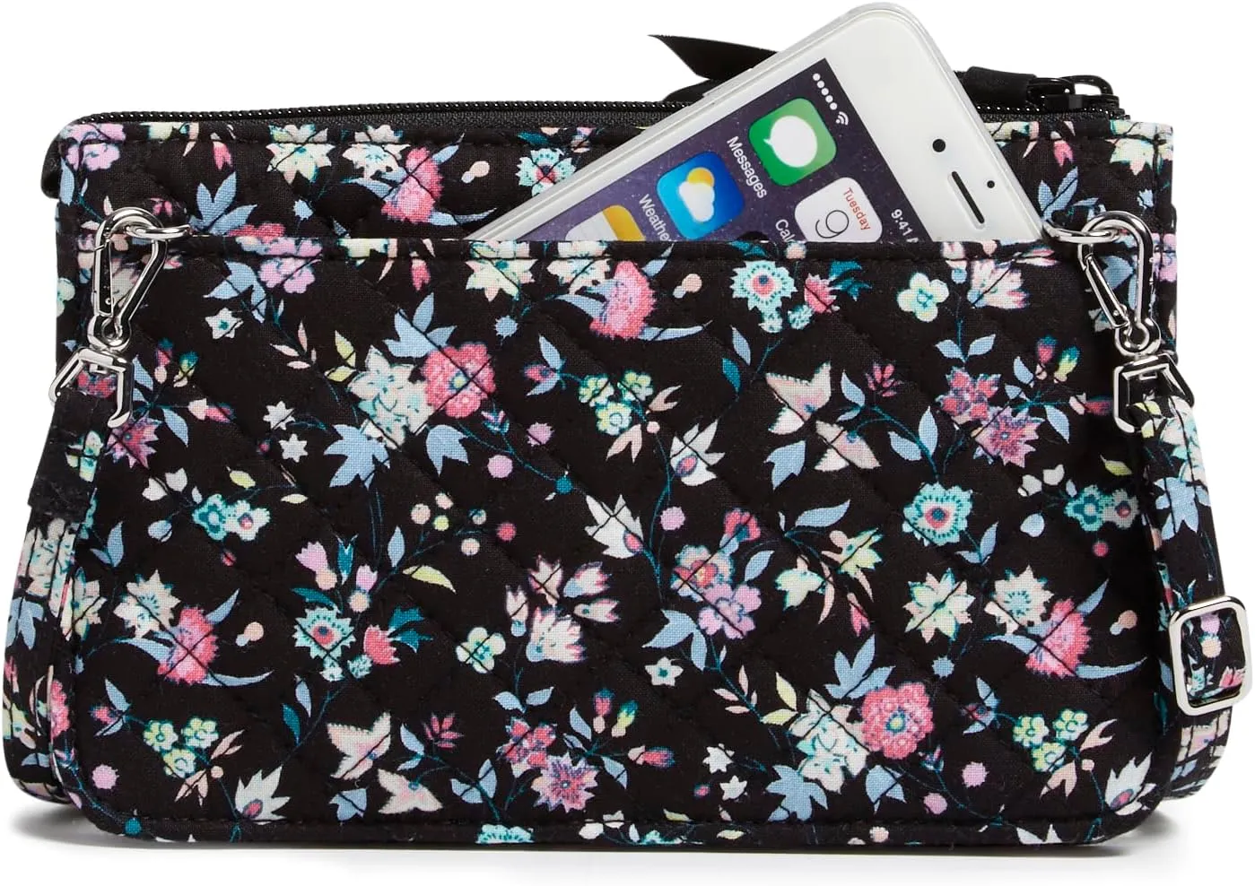 Vera Bradley Women's Cotton Wallet Crossbody Purse with RFID Protection, Botanical Ditsy, One Size