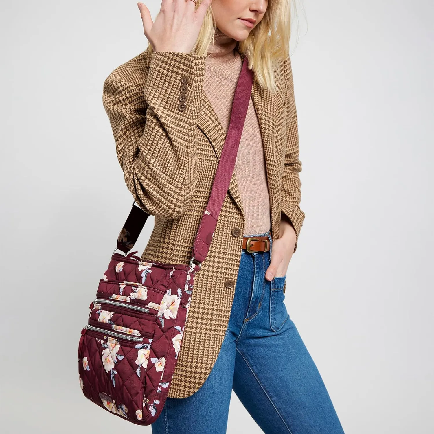 Vera Bradley Women's Performance Twill Triple Zip Hipster Crossbody Purse