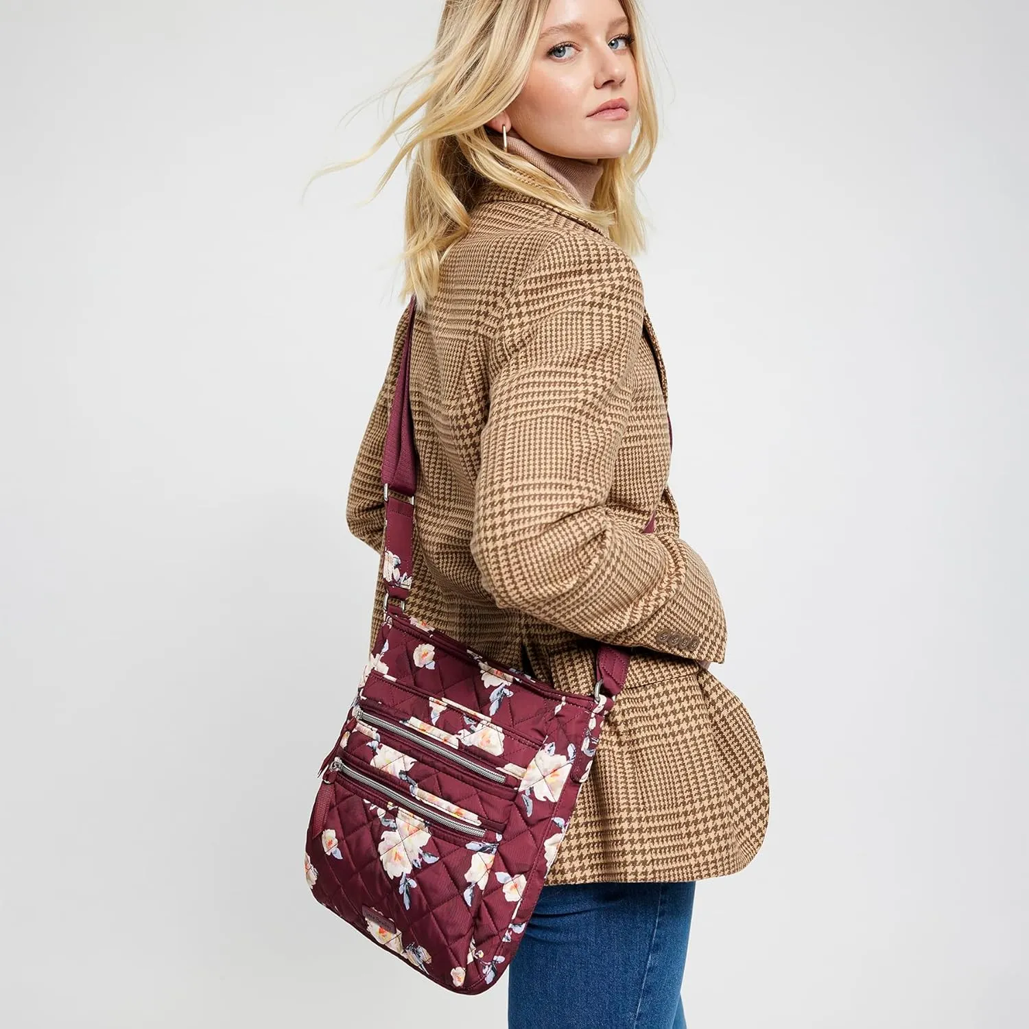 Vera Bradley Women's Performance Twill Triple Zip Hipster Crossbody Purse