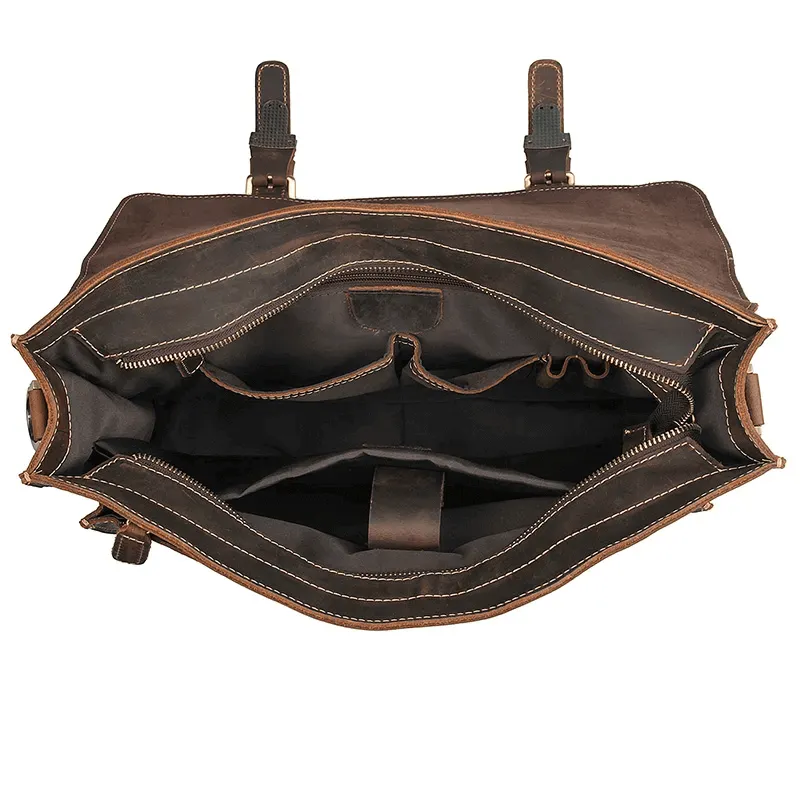 Vintage Crazy Horse Leather Handbag | 14-Inch Laptop Bag