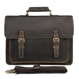 Vintage Crazy Horse Leather Handbag | 14-Inch Laptop Bag