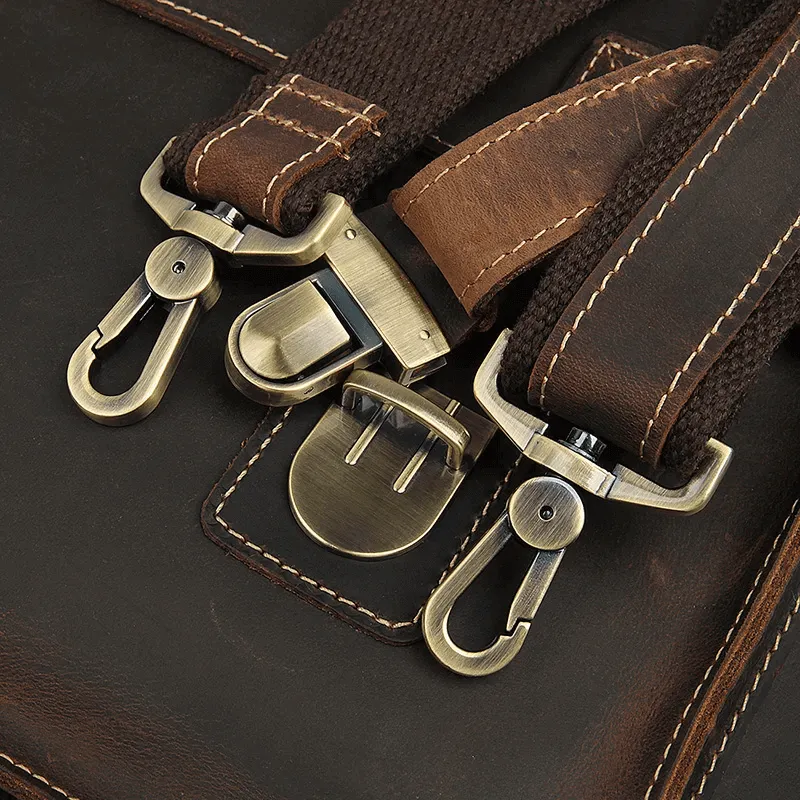 Vintage Crazy Horse Leather Handbag | 14-Inch Laptop Bag