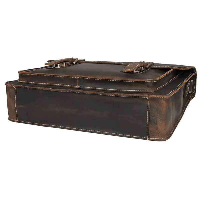 Vintage Crazy Horse Leather Handbag | 14-Inch Laptop Bag