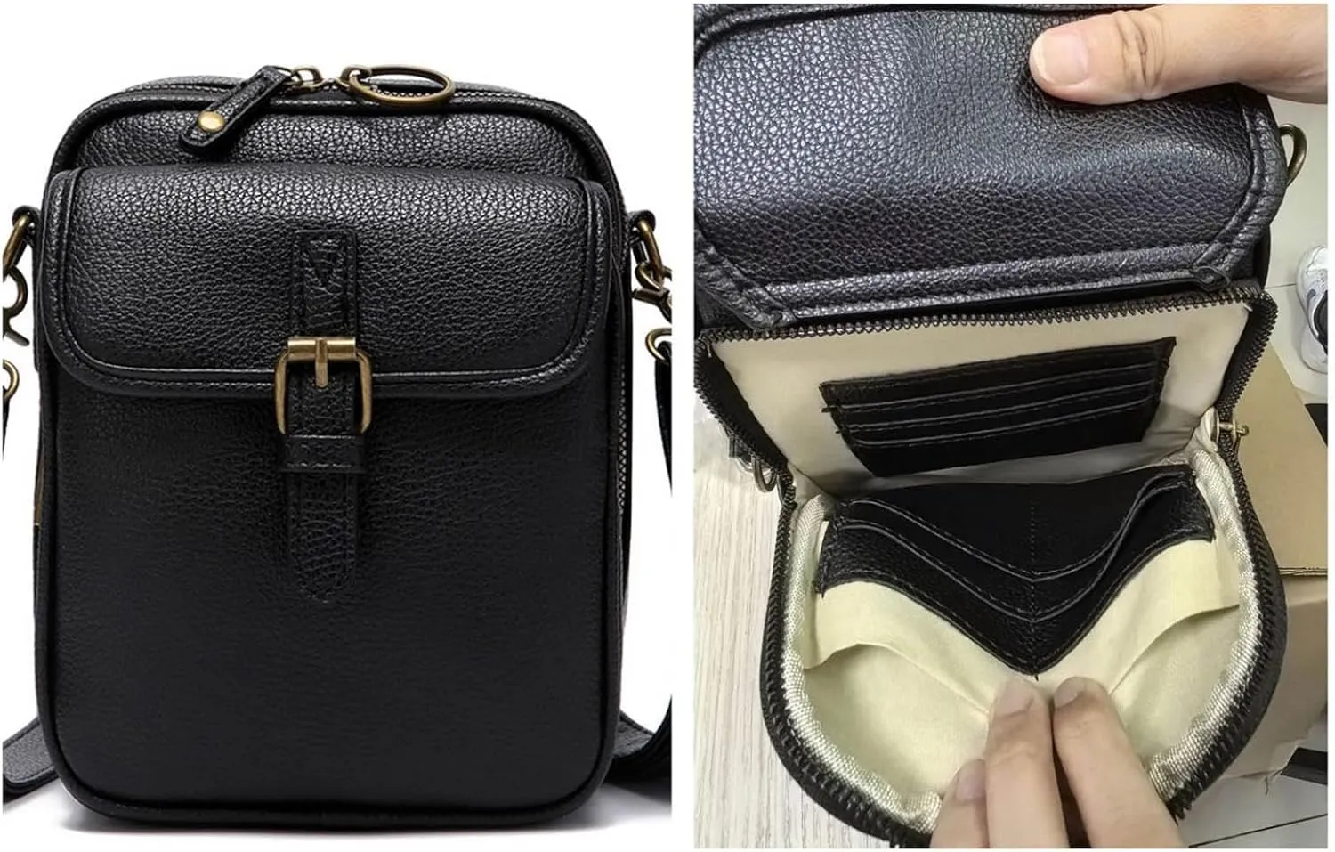 Vintage Double Layer Large Capacity Small Messenger Bag for Women Crossbody Cute Leather Crossbody Messenger Bags for Women