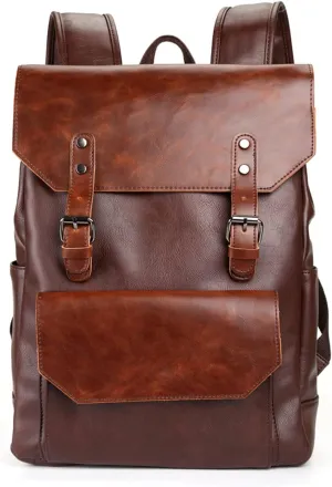 Vintage Leather Backpack Casual Daypack for Men Women Laptop Bag Satchel Bags Unisex Satchel Bags Classic style (brown)
