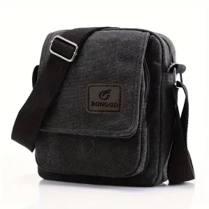Vintage Square Shoulder Bag Zipper Crossbody Bag Lightweight Canvas Bag