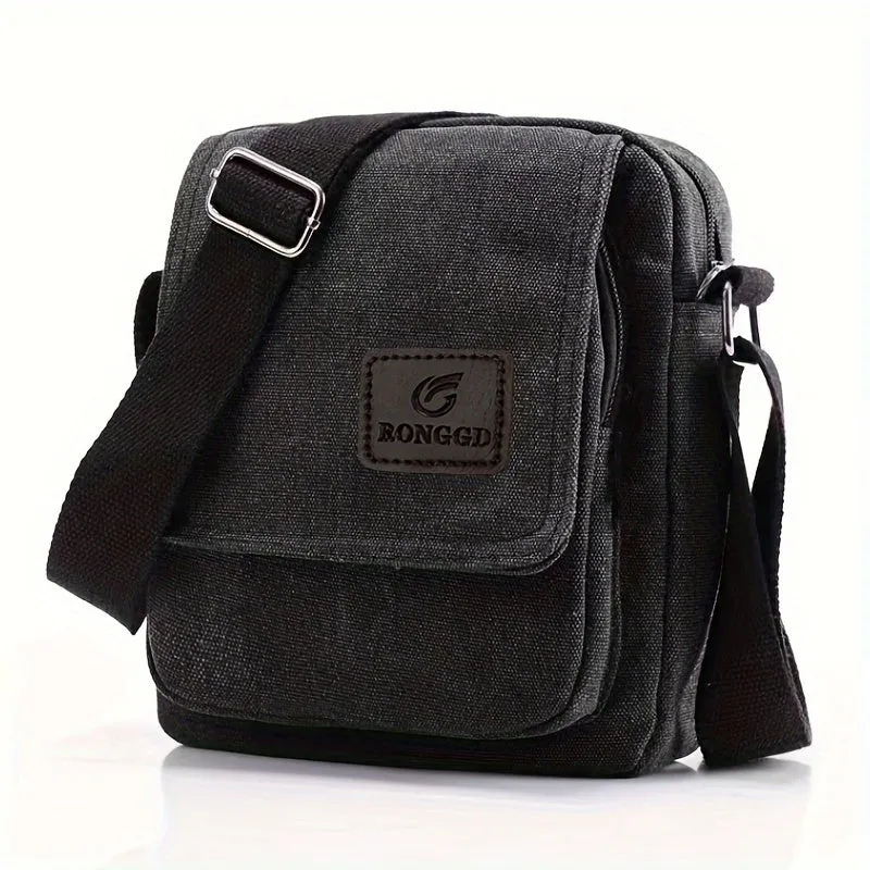 Vintage Square Shoulder Bag Zipper Crossbody Bag Lightweight Canvas Bag