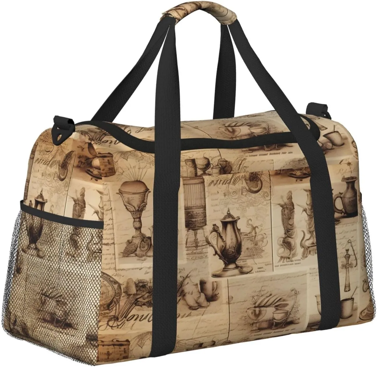 Vintage Tea Set Duffle Bag Foldable Travel Tote Bag Carry On Large Weekender Overnight Bags Waterproof Gym Bag For Women Men
