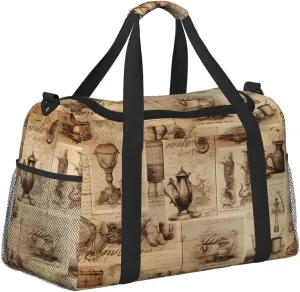 Vintage Tea Set Duffle Bag Foldable Travel Tote Bag Carry On Large Weekender Overnight Bags Waterproof Gym Bag For Women Men