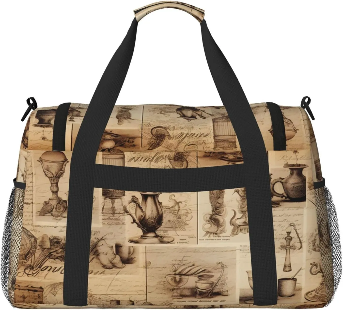 Vintage Tea Set Duffle Bag Foldable Travel Tote Bag Carry On Large Weekender Overnight Bags Waterproof Gym Bag For Women Men