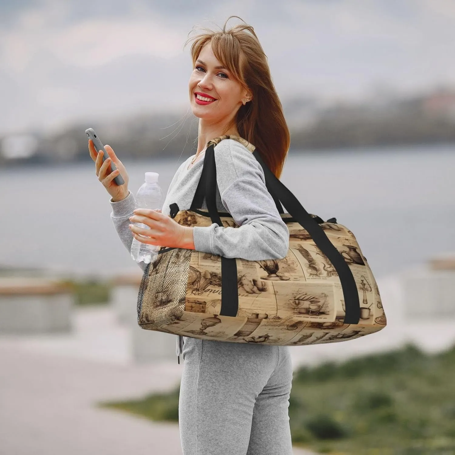 Vintage Tea Set Duffle Bag Foldable Travel Tote Bag Carry On Large Weekender Overnight Bags Waterproof Gym Bag For Women Men