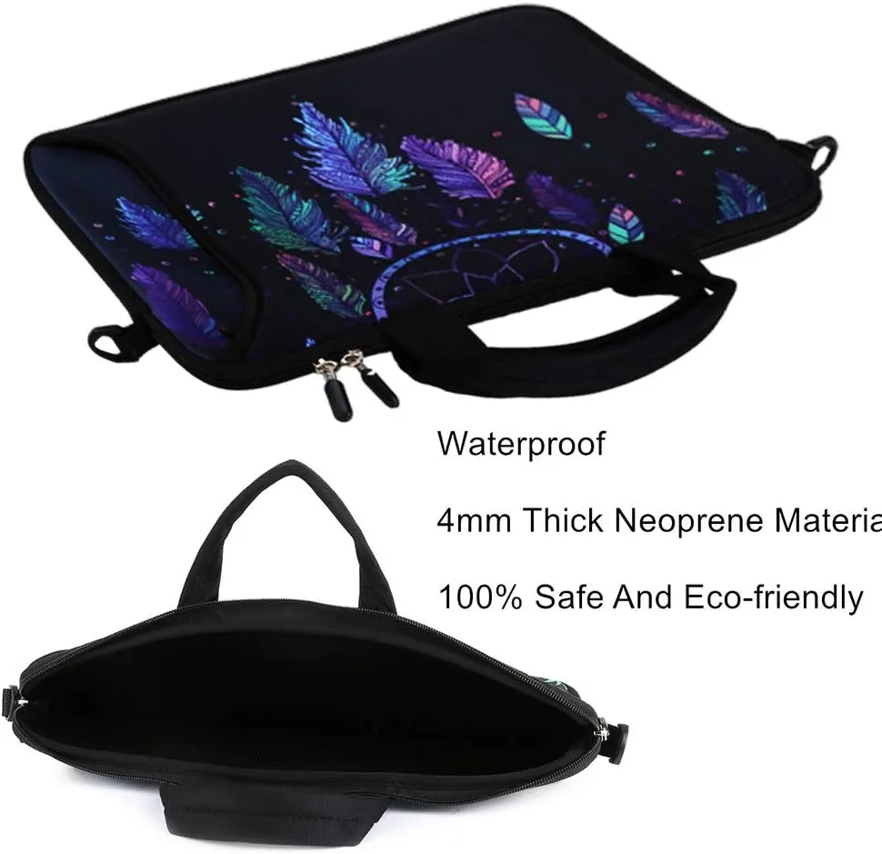Violet Mist 11 11.6 12 13 Inch Laptop Shoulder Bag Carrying Case Laptop Sleeve Computer Messenger Bag Neoprene Waterproof Protective Tablet Handbag Handle Shoulder Strap, Dreamcatcher