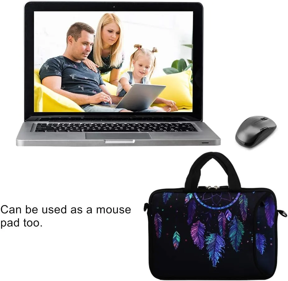 Violet Mist 11 11.6 12 13 Inch Laptop Shoulder Bag Carrying Case Laptop Sleeve Computer Messenger Bag Neoprene Waterproof Protective Tablet Handbag Handle Shoulder Strap, Dreamcatcher