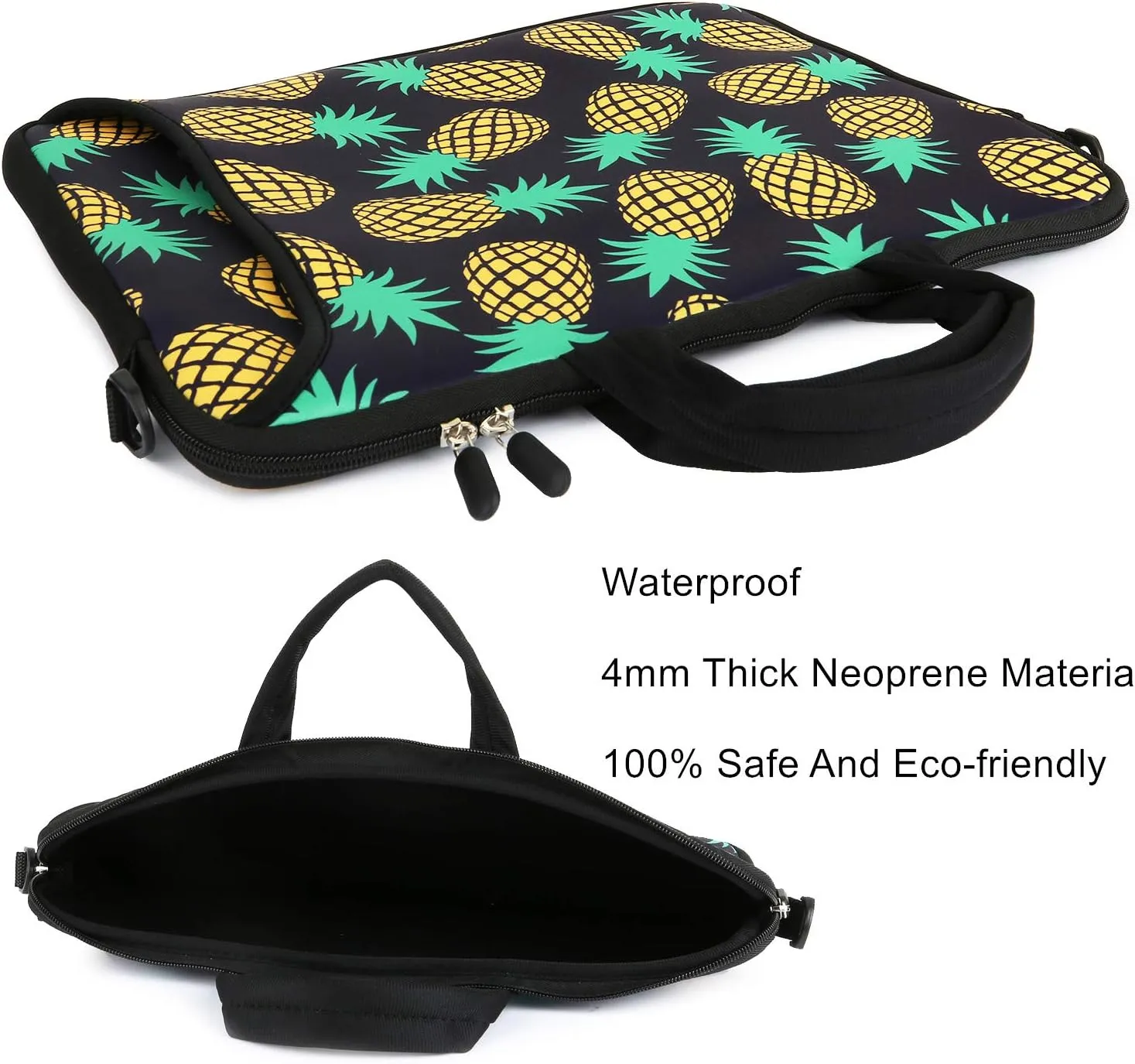 Violet Mist 11 11.6 12 13 Inch Laptop Shoulder Bag Laptop Sleeve Cute Pineapple Pattern Laptop Carrying Case Notebook Shoulder Bag Pouch Neoprene Protective Tablet Computer Sleeve Handle