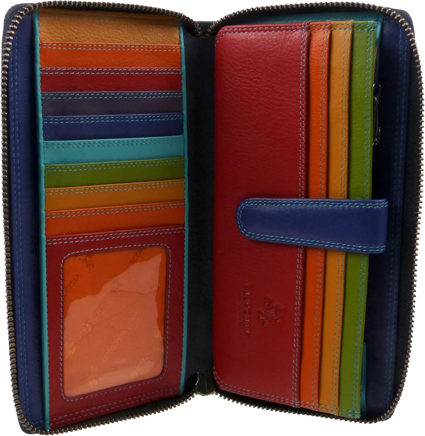 Visconti Ladies Large Leather Wallet Spectrum RFID Protected, Crimson, One Size, Large Wallet