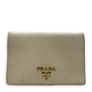 Vitello Crossbody Bag Small Beige in Calfskin, Gold hardware