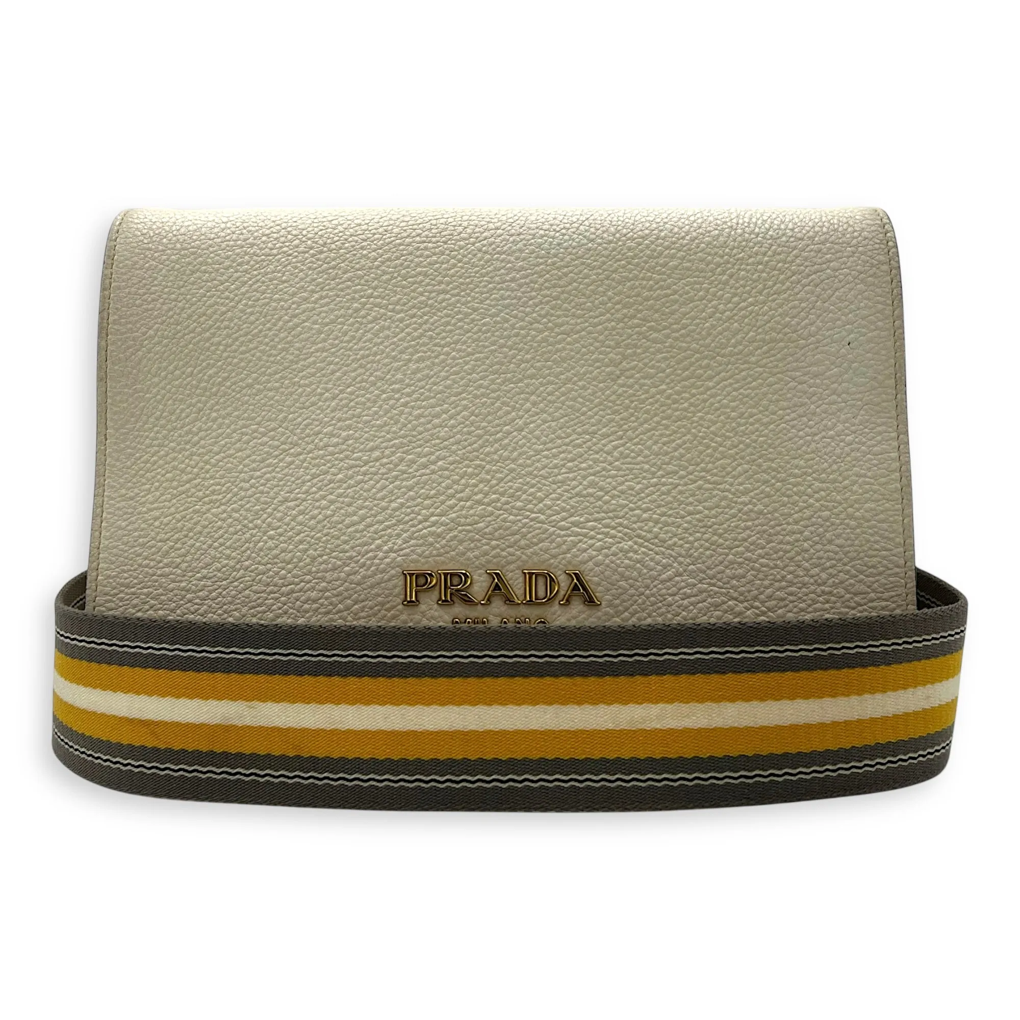Vitello Crossbody Bag Small Beige in Calfskin, Gold hardware