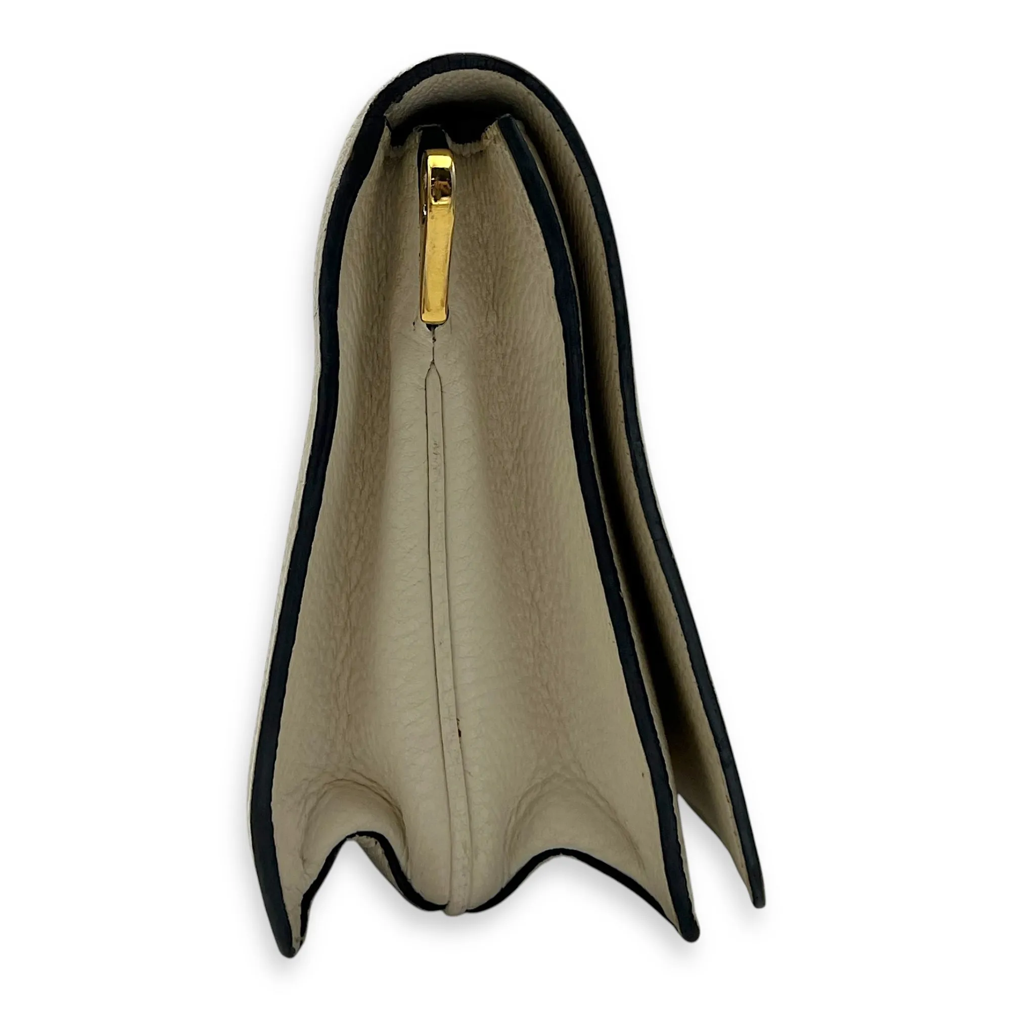 Vitello Crossbody Bag Small Beige in Calfskin, Gold hardware