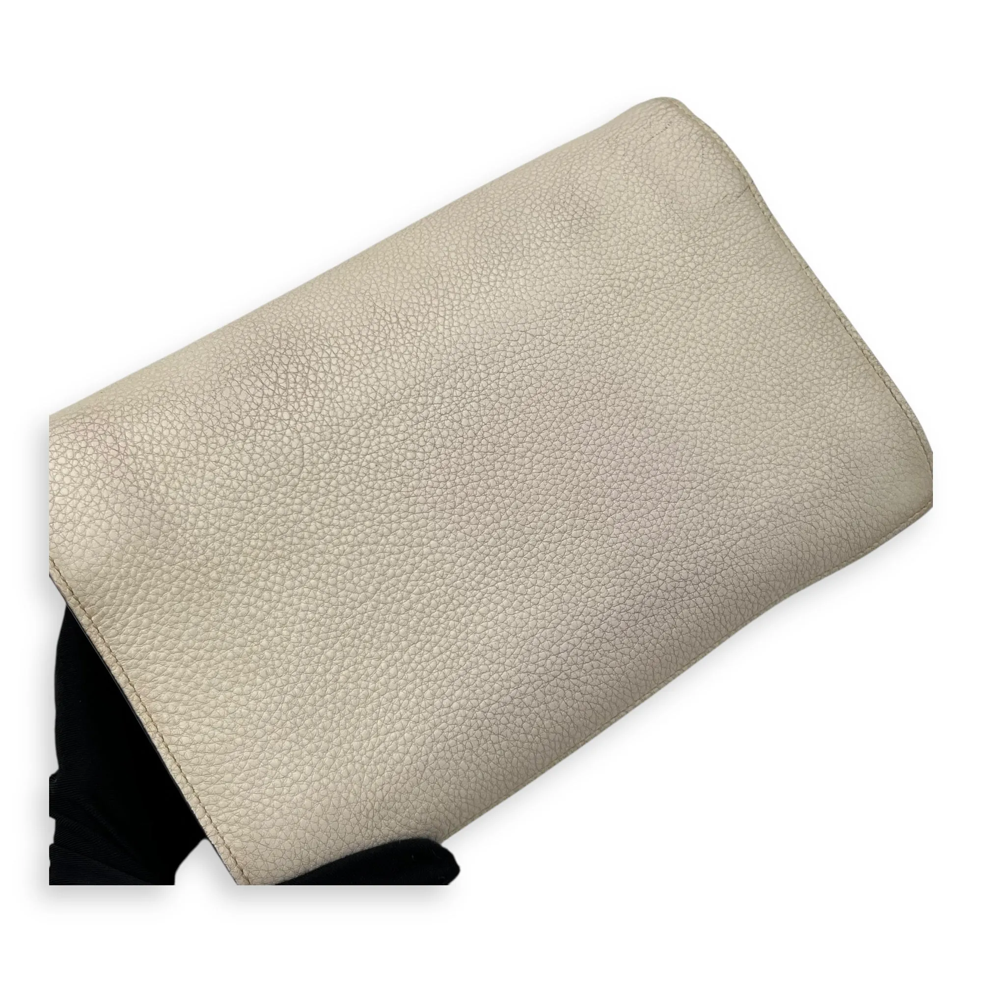 Vitello Crossbody Bag Small Beige in Calfskin, Gold hardware