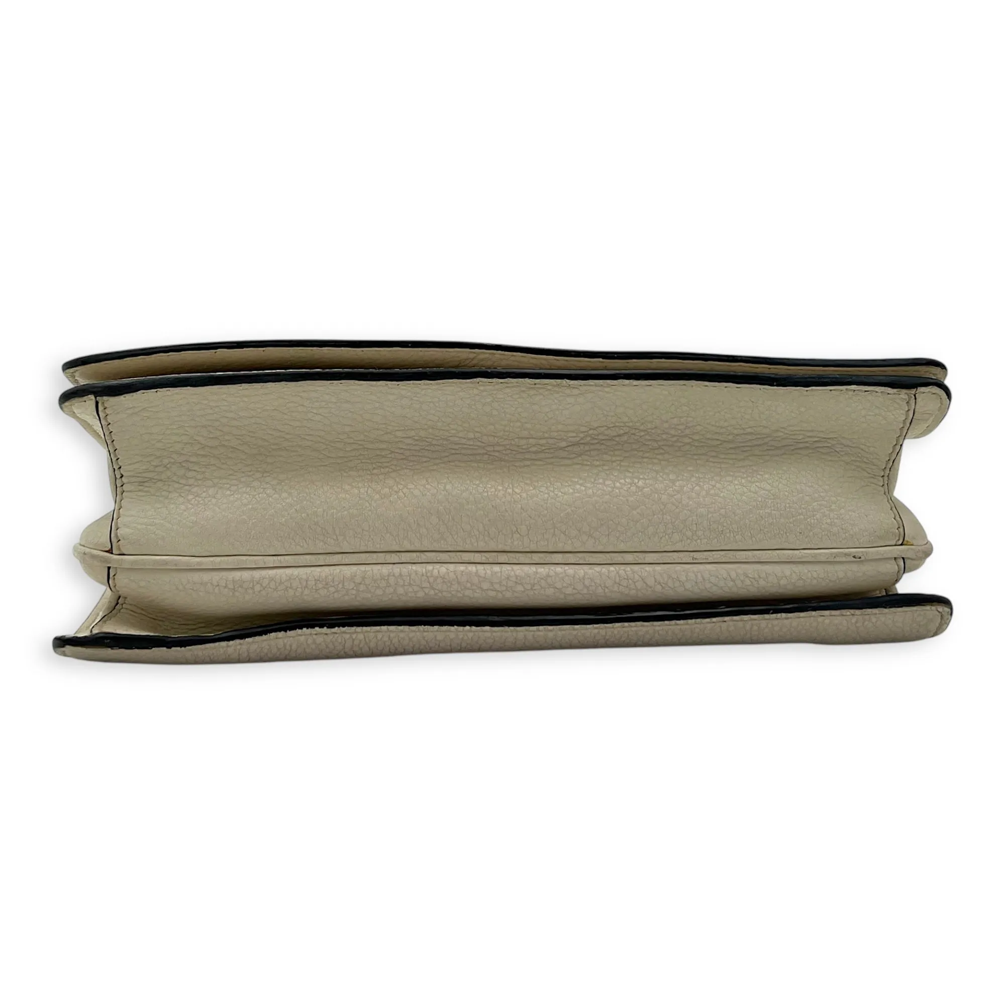 Vitello Crossbody Bag Small Beige in Calfskin, Gold hardware