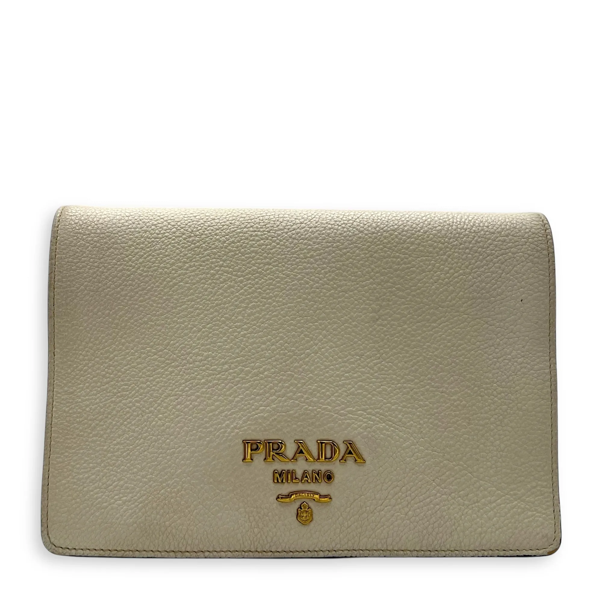 Vitello Crossbody Bag Small Beige in Calfskin, Gold hardware
