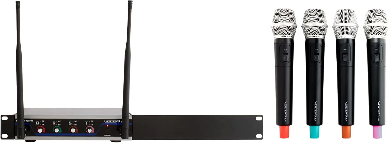 VocoPro Four Channel UHF Wireless Mic System with Handheld Mics