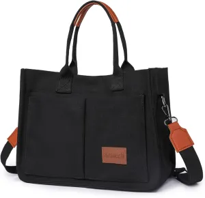 VODIU Canvas Tote Bag for Women,Laptop Bag Work Tote Bag Women Crossbody Purse Handbag Shoulder Travel Messenger Gym Tote