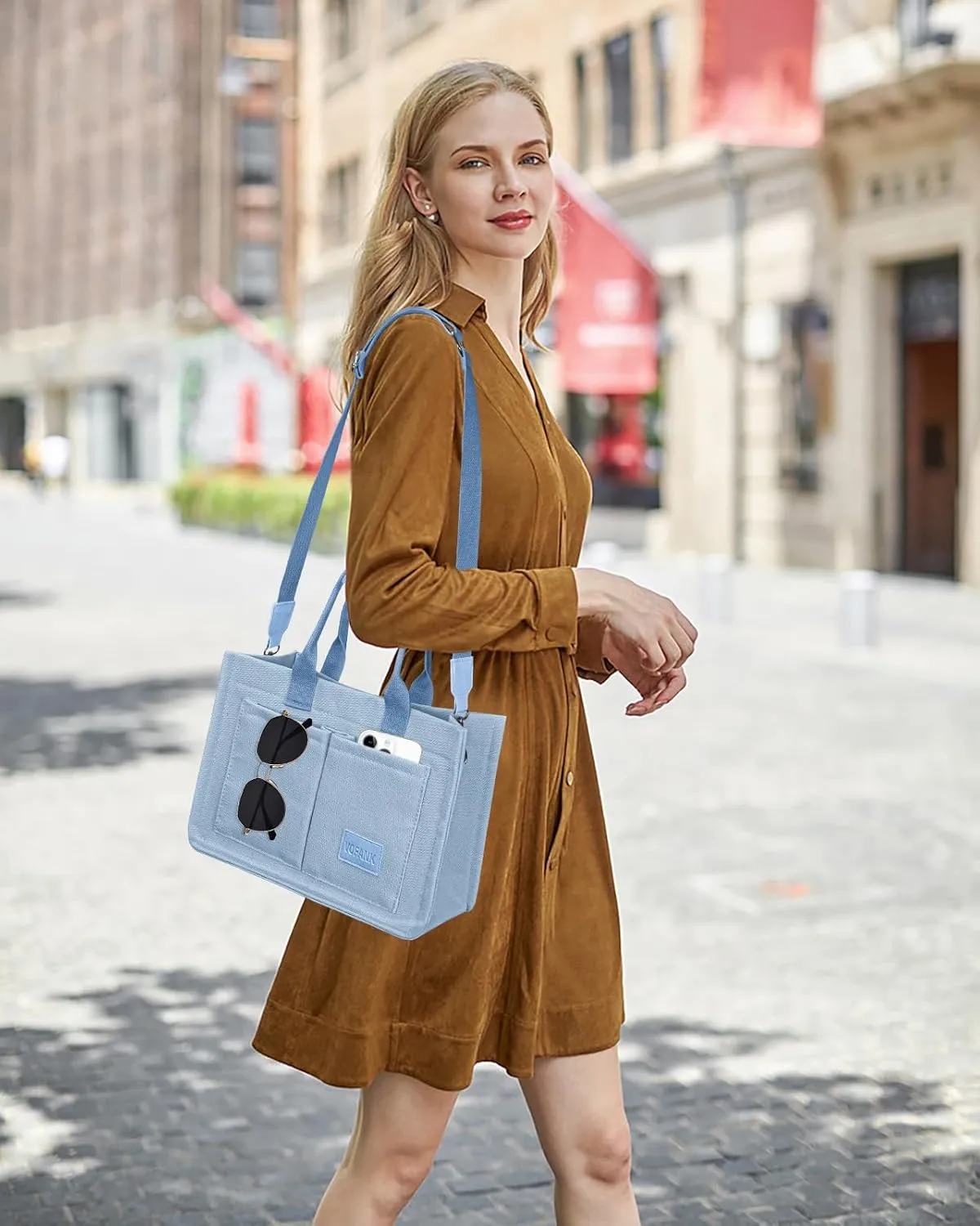 VOFANK Canvas Tote Bag for Women with Pockets Large Crossbody Bag Satchel Bag Handbag Everything Everyday Bag for Work Daily
