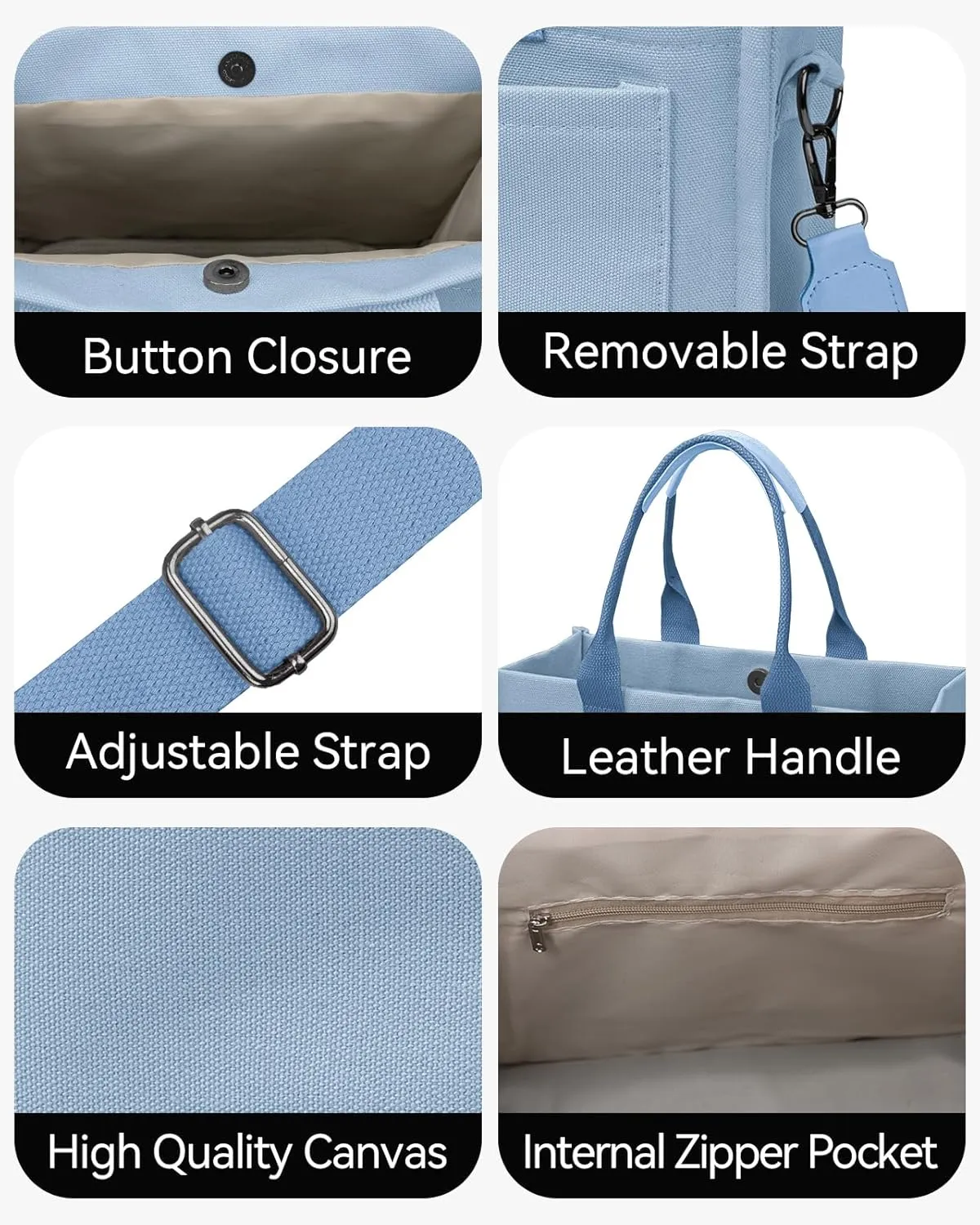 VOFANK Canvas Tote Bag for Women with Pockets Large Crossbody Bag Satchel Bag Handbag Everything Everyday Bag for Work Daily