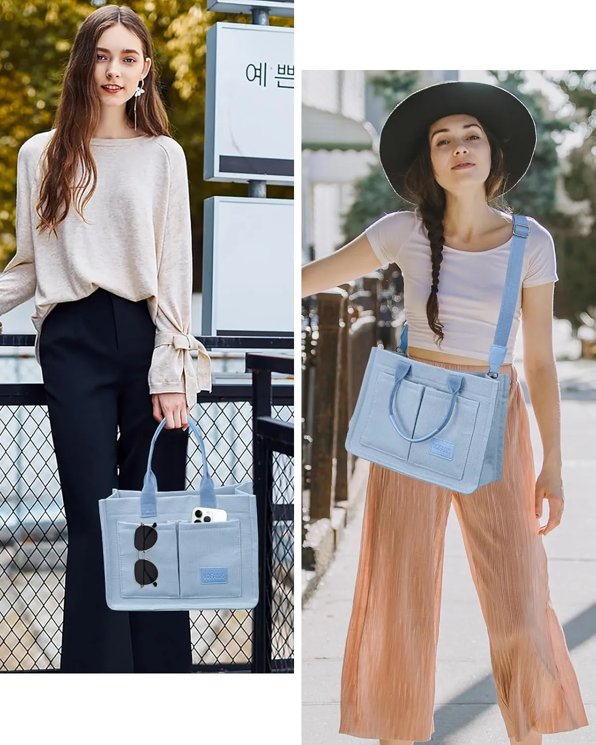 VOFANK Canvas Tote Bag for Women with Pockets Large Crossbody Bag Satchel Bag Handbag Everything Everyday Bag for Work Daily