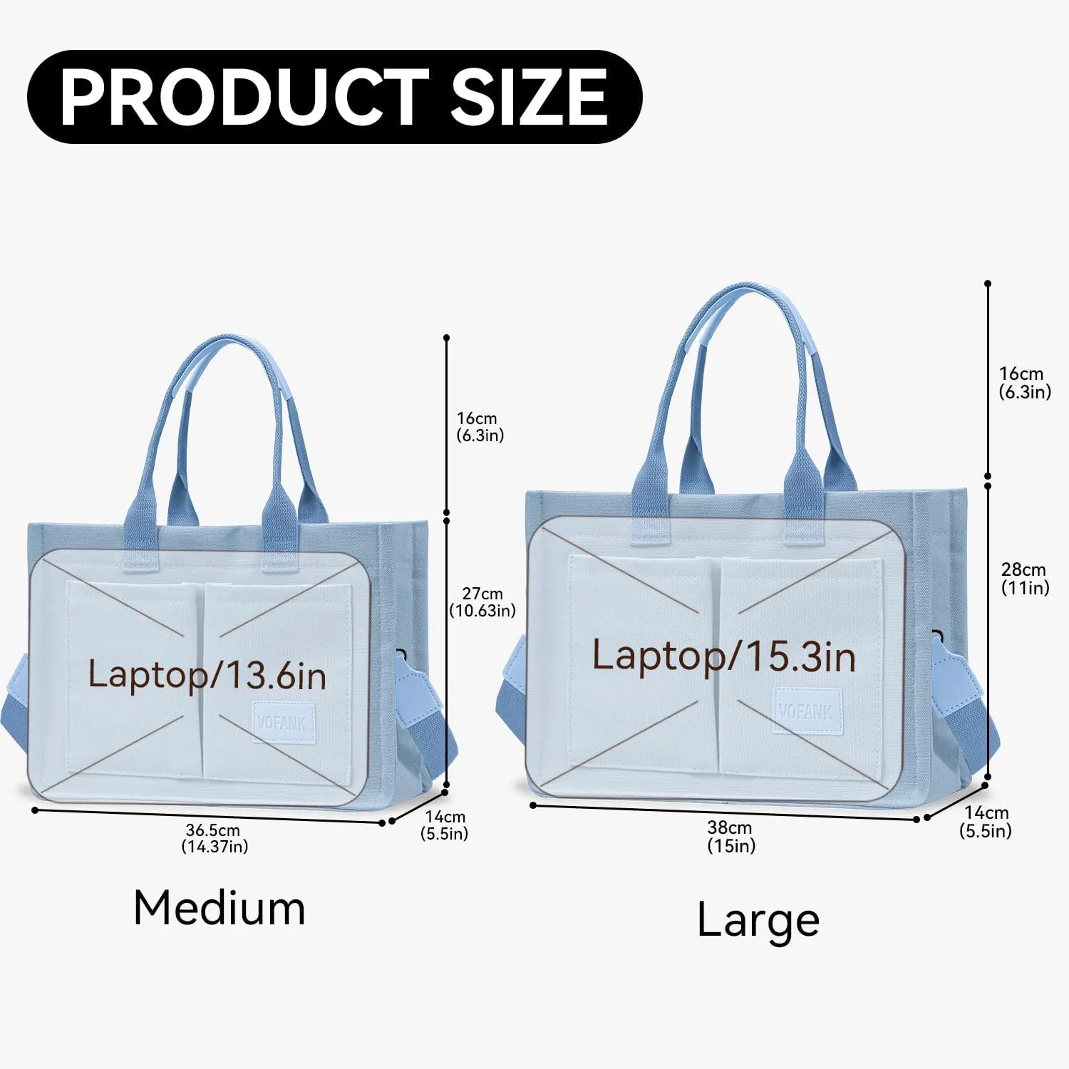 VOFANK Canvas Tote Bag for Women with Pockets Large Crossbody Bag Satchel Bag Handbag Everything Everyday Bag for Work Daily