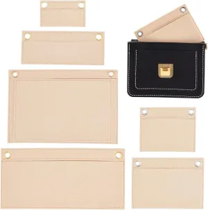 WADORN 6 Sizes Purse Conversion Organizer Insert, Felt Handbag Organizer Inner Pocket Wallet Clutch Bag Conversion Kit with Eyelet Pochette Bag in Bag Accessory, Beige
