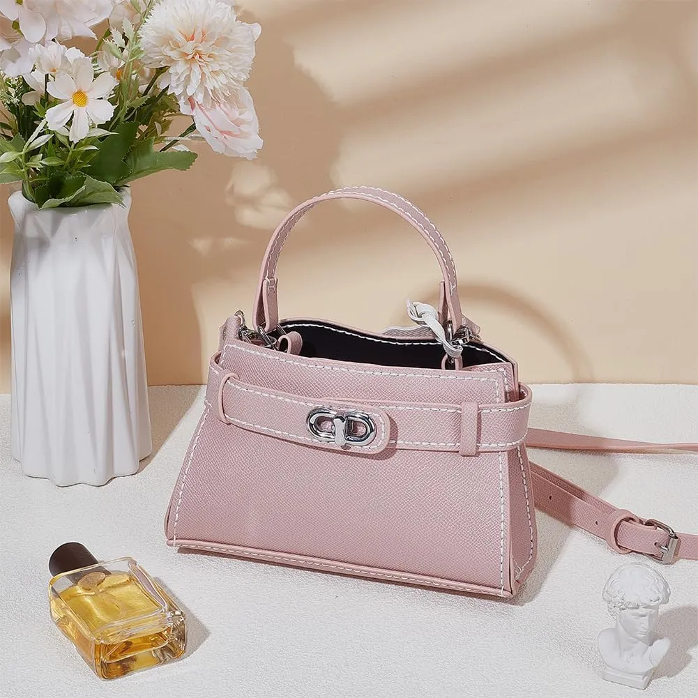 WADORN DIY Handmade Bucket Bag Making Kits, Imitation Leather Crossbody Handbag Making Set DIY Women Handbag Sewing Craft Material Kit for DIY Craft Bag Making Accessories, 7.8x2.7x4.7 Inch, Pink