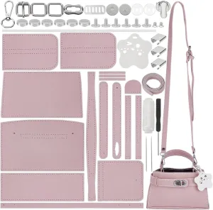 WADORN DIY Handmade Bucket Bag Making Kits, Imitation Leather Crossbody Handbag Making Set DIY Women Handbag Sewing Craft Material Kit for DIY Craft Bag Making Accessories, 7.8x2.7x4.7 Inch, Pink
