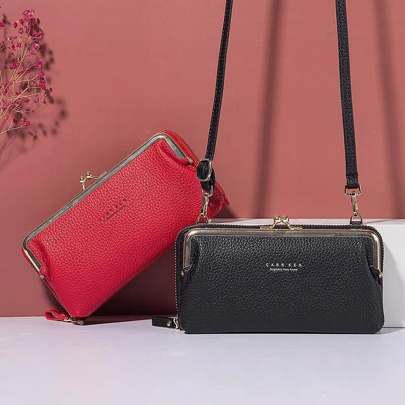 Wallet Phone Timely Lock Large Purse| Crossbody Multifunctional kiss Kiss Kiss-lock lock Cell lock handbag Kiss | Capacity Bag Clutch Wide range | Phone