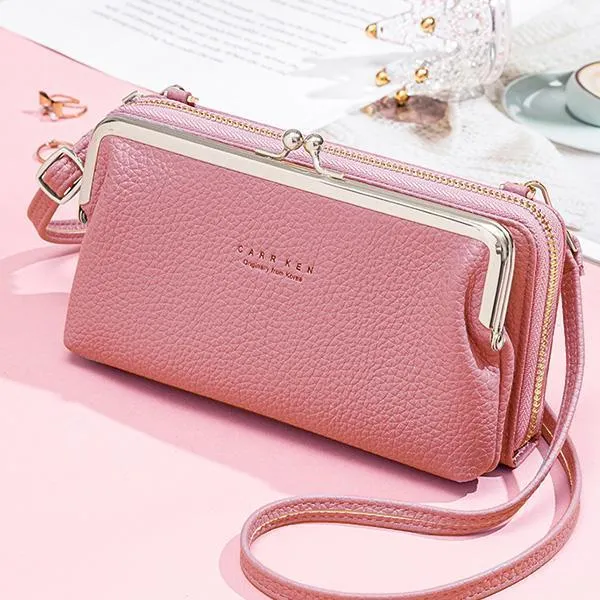 Wallet Phone Timely Lock Large Purse| Crossbody Multifunctional kiss Kiss Kiss-lock lock Cell lock handbag Kiss | Capacity Bag Clutch Wide range | Phone