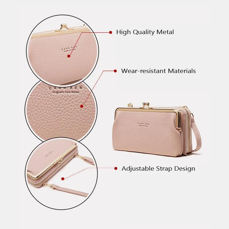 Wallet Phone Timely Lock Large Purse| Crossbody Multifunctional kiss Kiss Kiss-lock lock Cell lock handbag Kiss | Capacity Bag Clutch Wide range | Phone