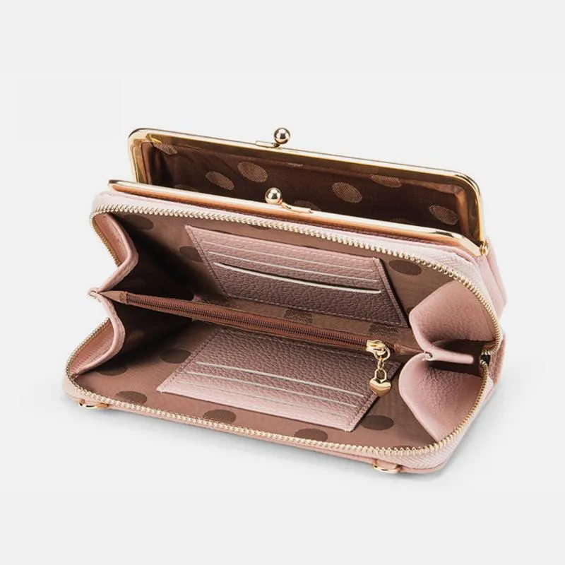 Wallet Phone Timely Lock Large Purse| Crossbody Multifunctional kiss Kiss Kiss-lock lock Cell lock handbag Kiss | Capacity Bag Clutch Wide range | Phone