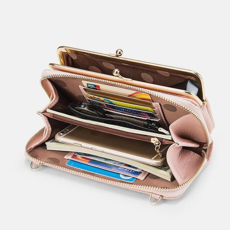 Wallet Phone Timely Lock Large Purse| Crossbody Multifunctional kiss Kiss Kiss-lock lock Cell lock handbag Kiss | Capacity Bag Clutch Wide range | Phone