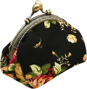 Wallet,toraway Lady Vintage Flower Mini Coin Purse Wallet Clutch bag (Black)
