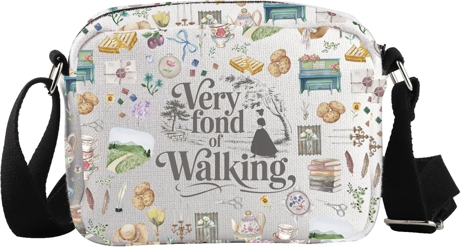 WCGXKO Bookish Gift Very Fond of Walking Romance Book Inspired Crossbody Bag